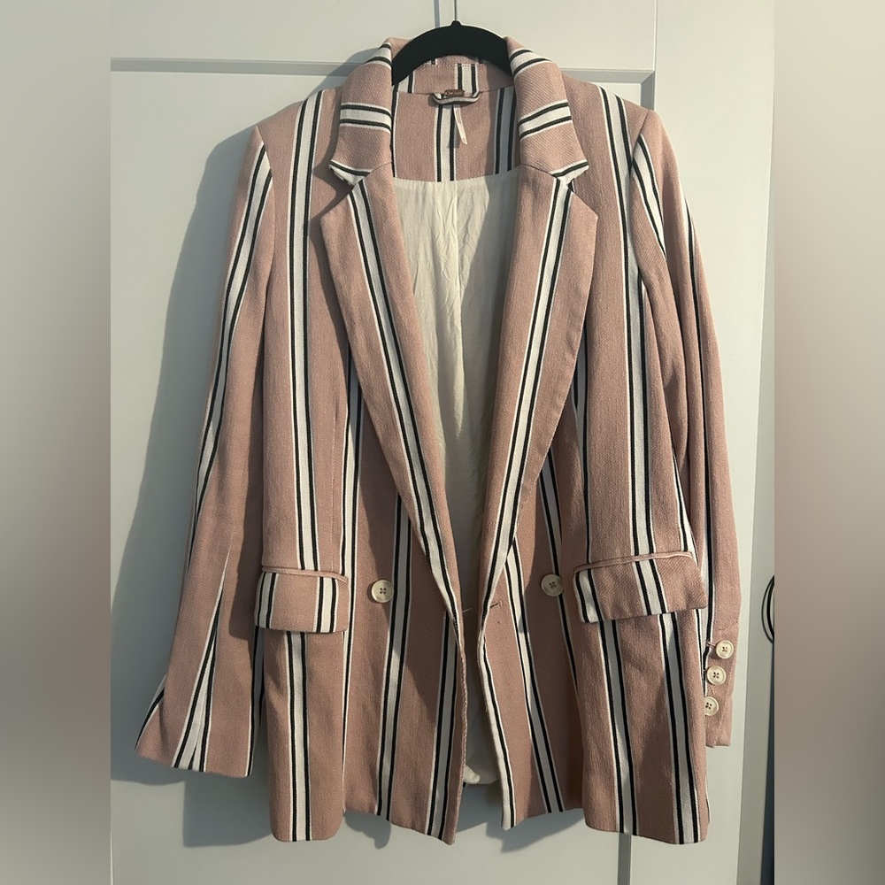 Free people pink stripe oversized blazer